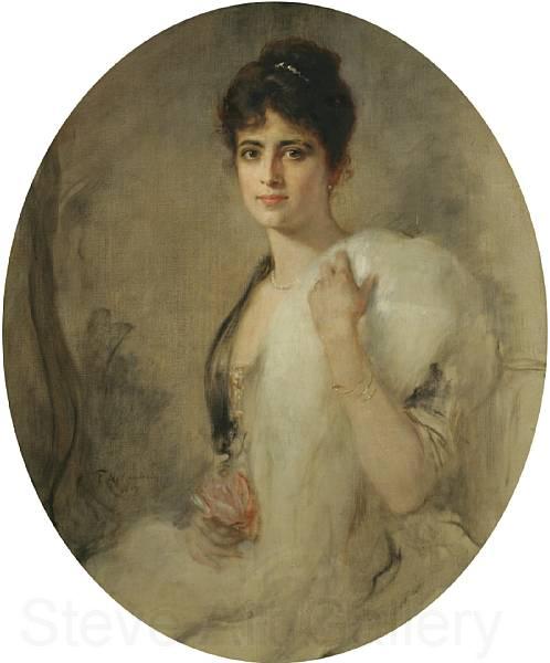 Friedrich August von Kaulbach A portrait of a lady Germany oil painting art